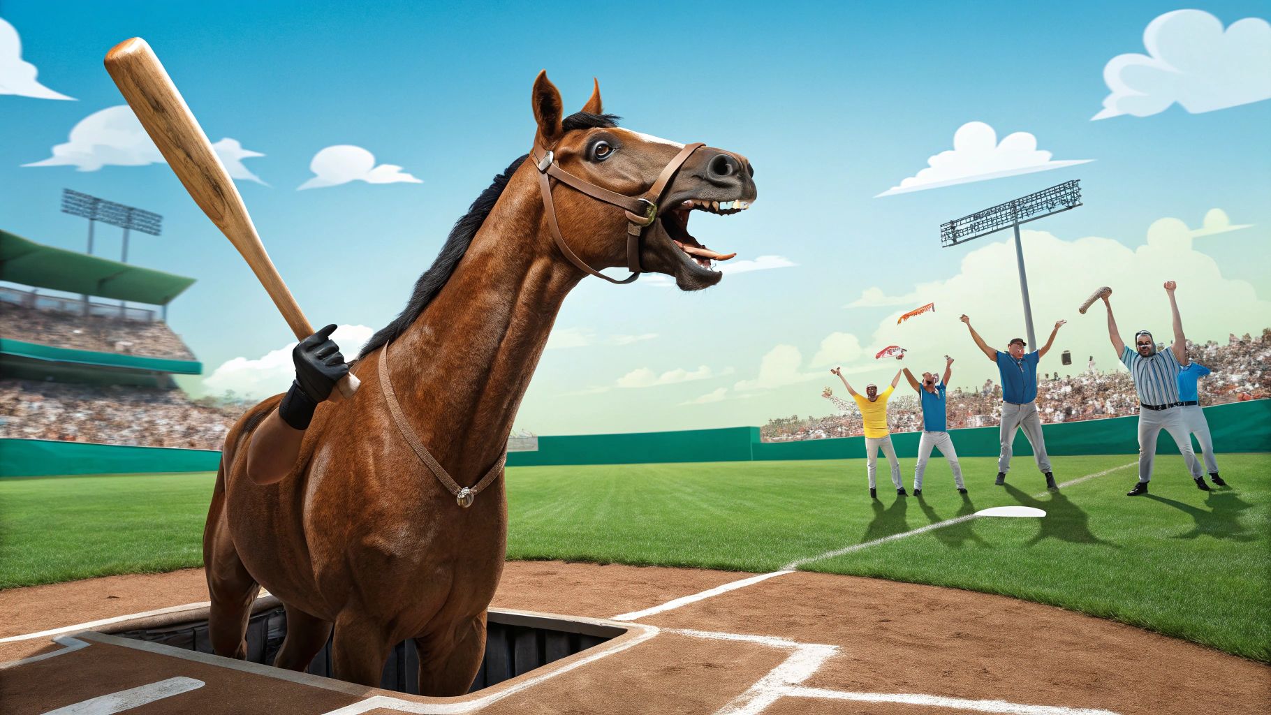 野球バット持つダービー馬