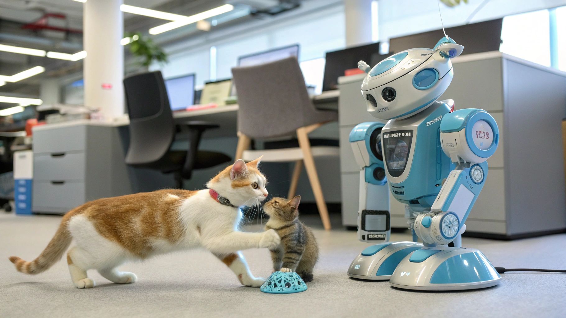 未来技術猫型ロボ遊び