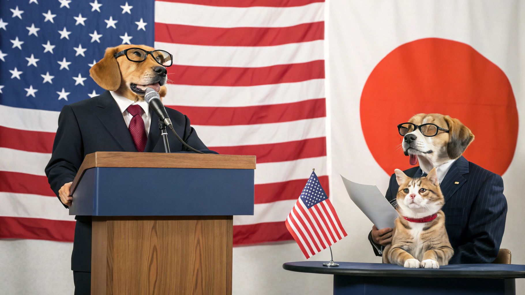 犬猫スーツの国際政治討論会