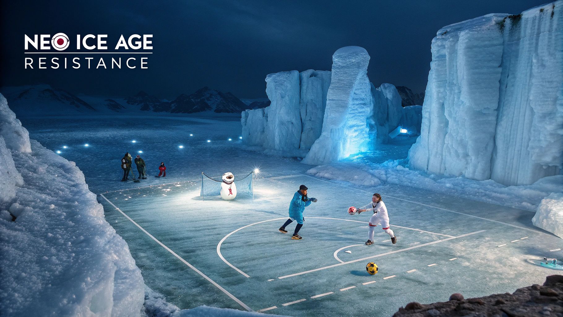 南極氷上幻想サッカー雪だるま