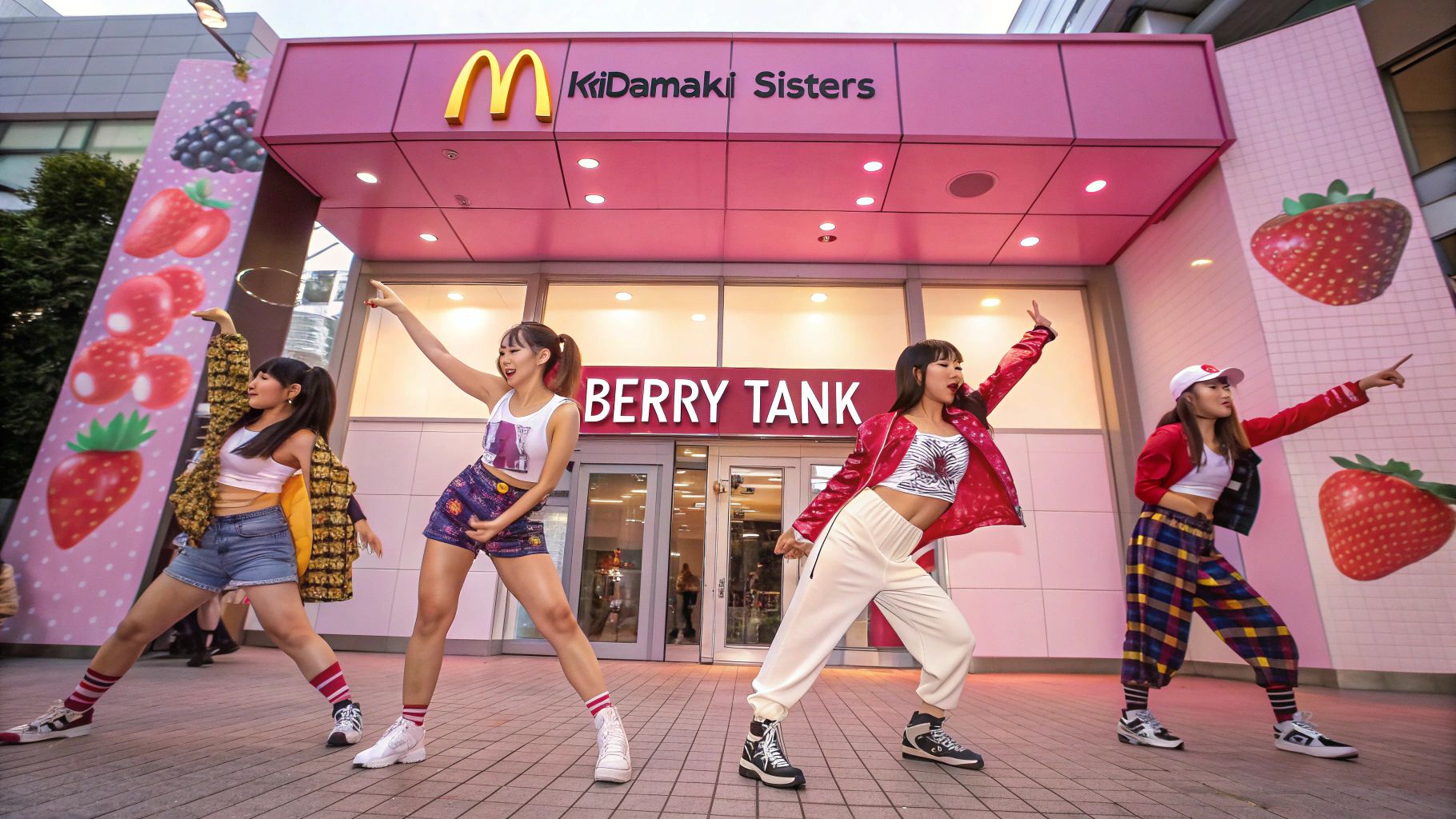 マクドナルド前のKPOPポップアイドル