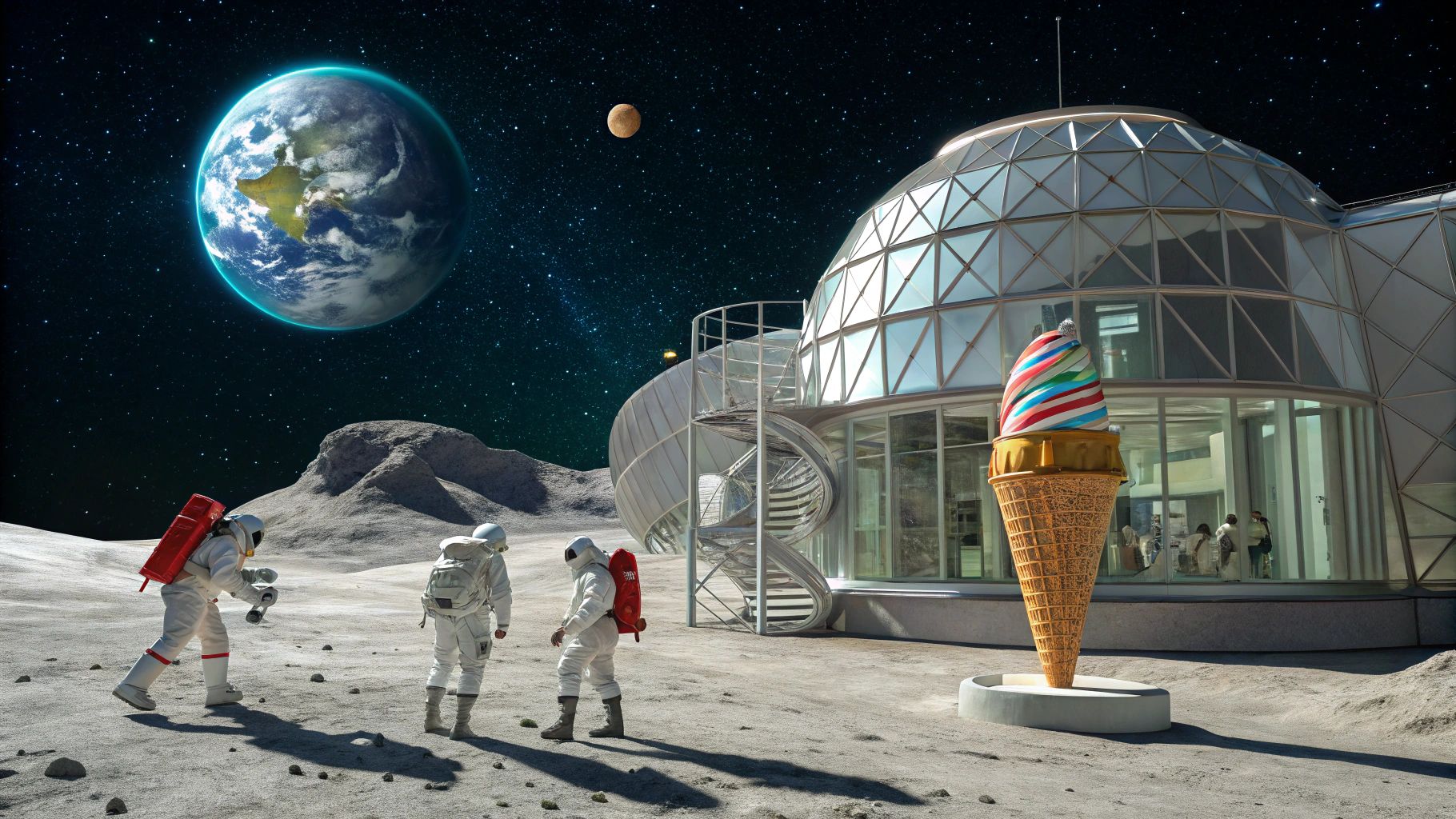 月面未来美術館と宇宙遊ぶ宇宙飛行士
