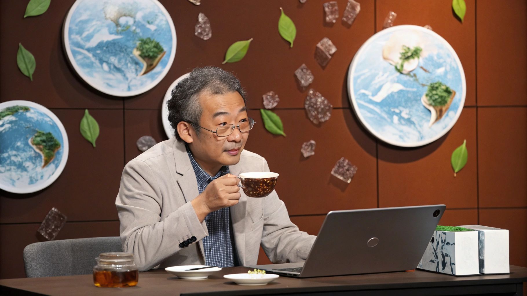 井上教授のお茶ポップイラスト