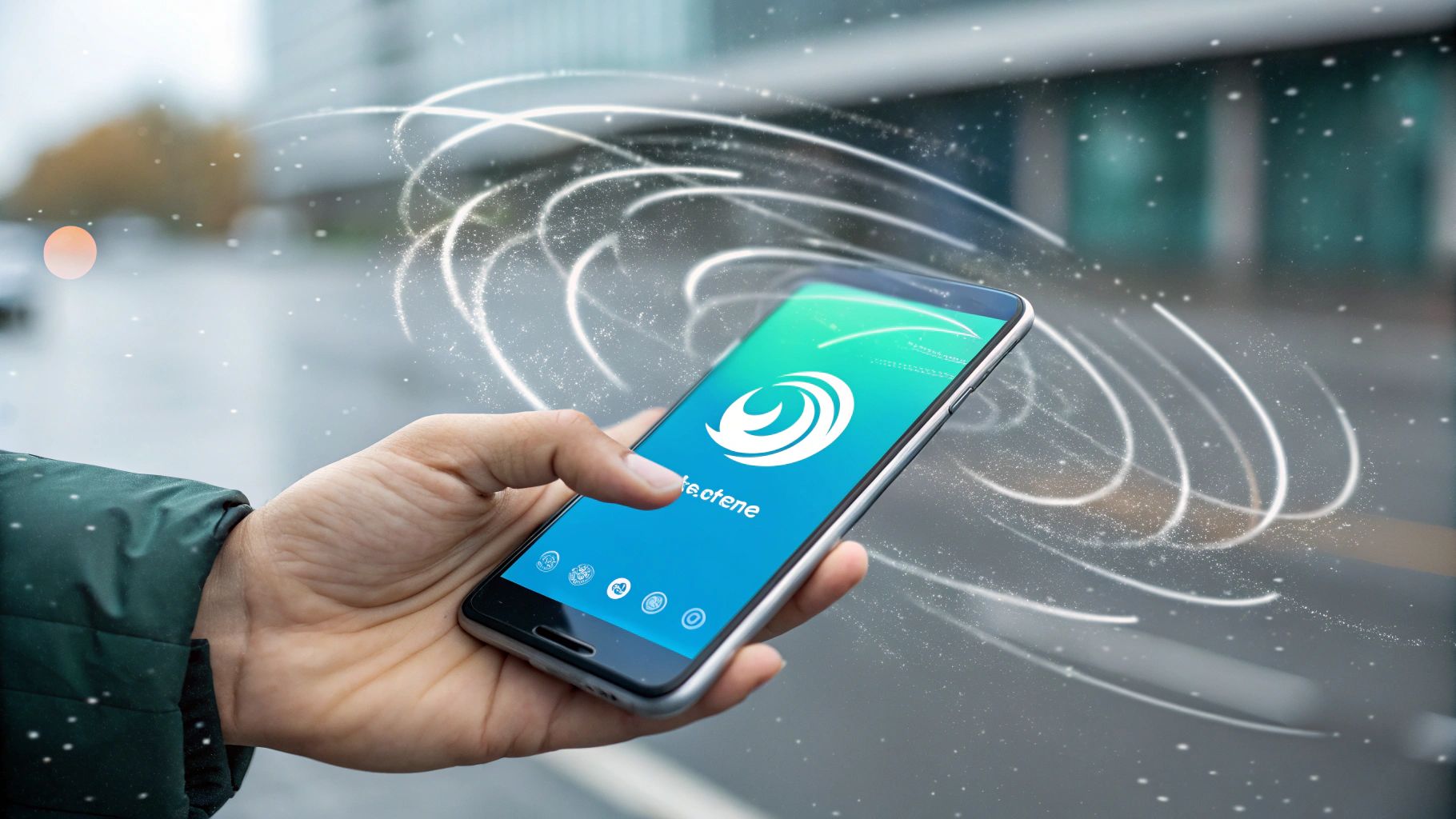 未来型手持スマホ台風アプリ