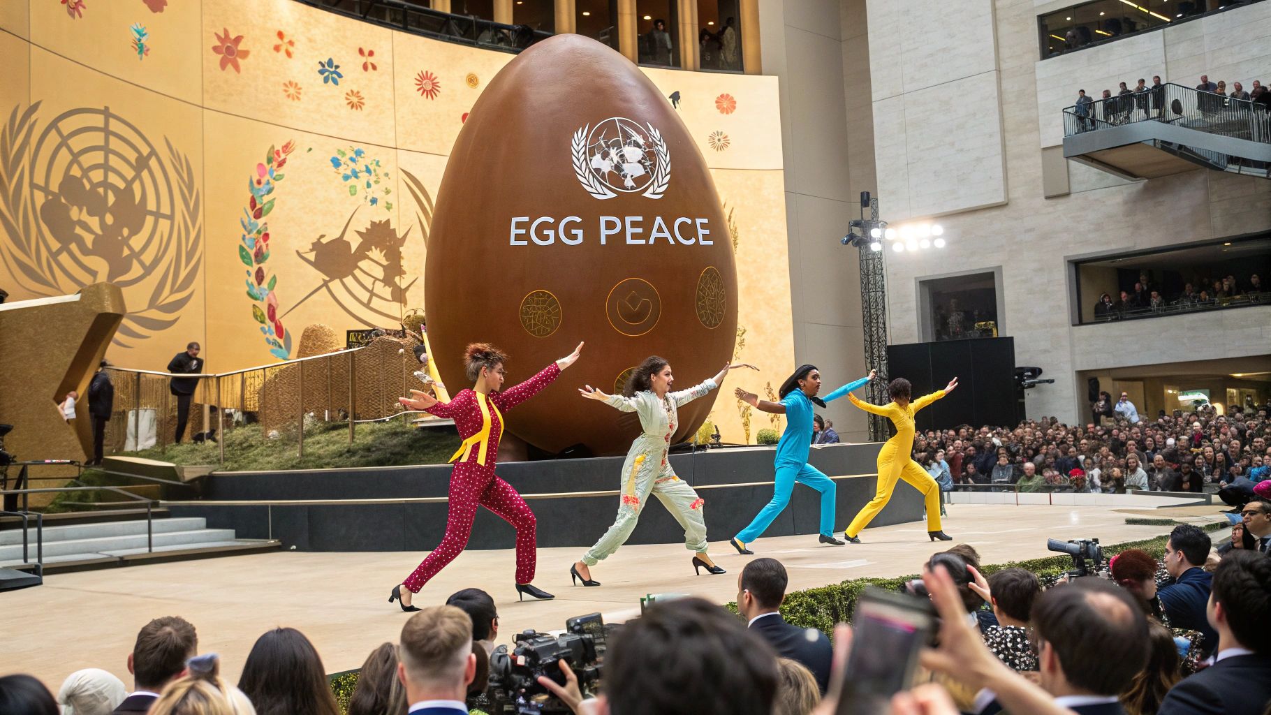 国連本部でチョコ卵踊る国際舞踏