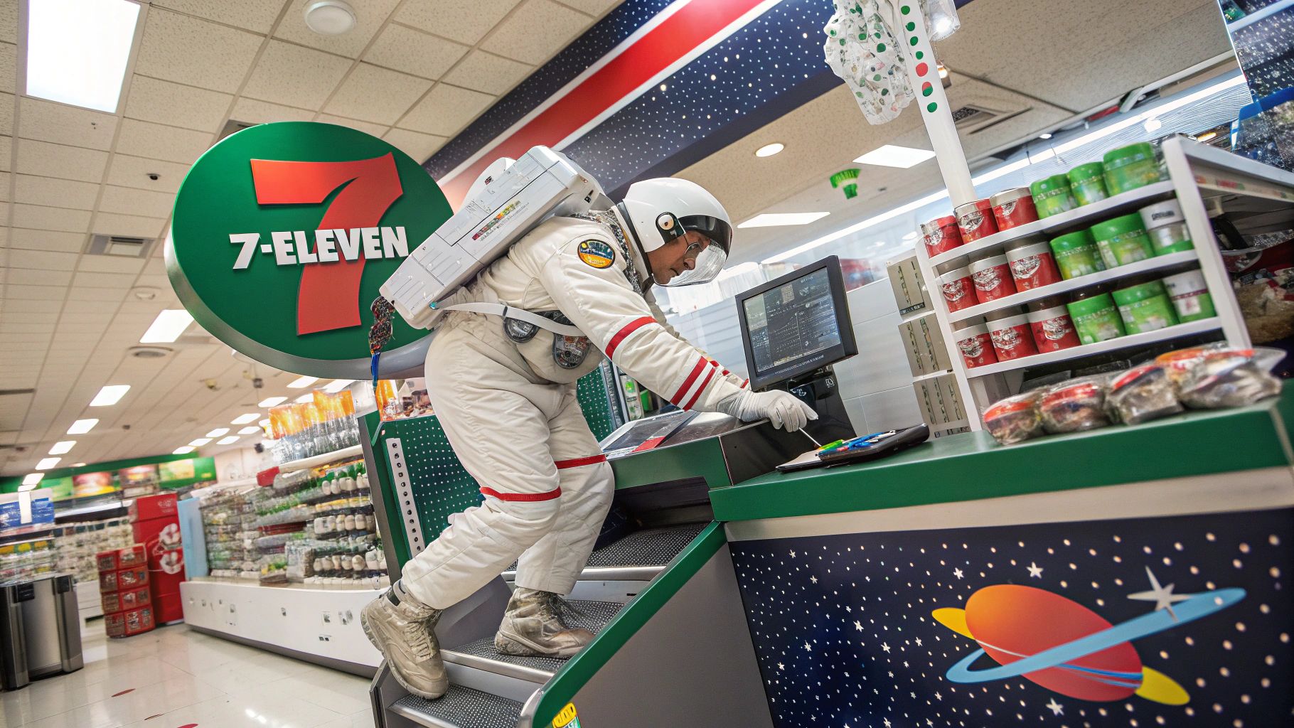 宇宙飛行士の7-11浮遊勤務