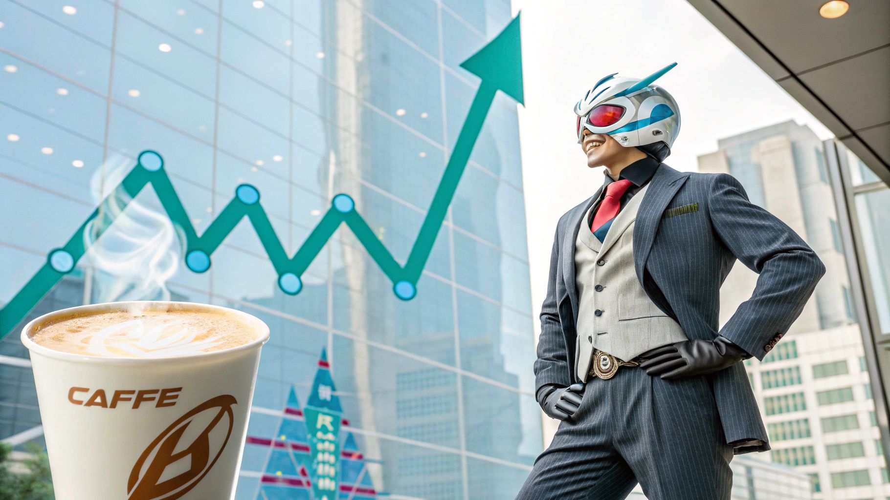 仮面ライダー×カフェオレ×市場上昇