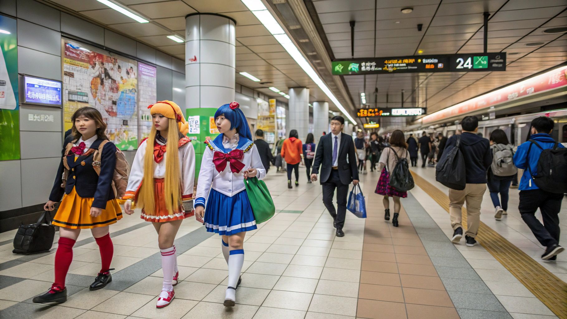 船橋駅で高校生漫画キャラコスプレ