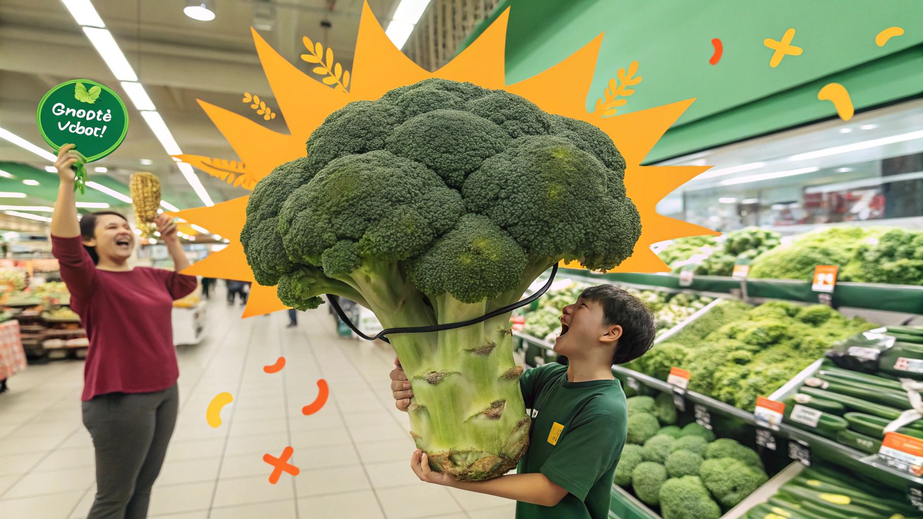 巨大ブロッコリーとSランク賞の親子