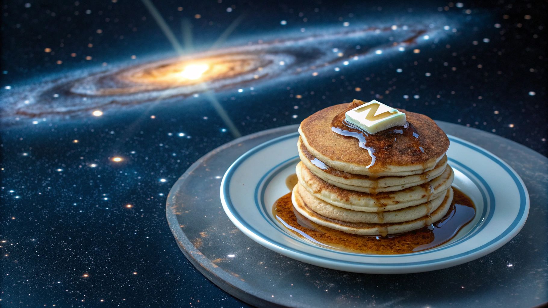 星空と銀河舞うシロップパンケーキ