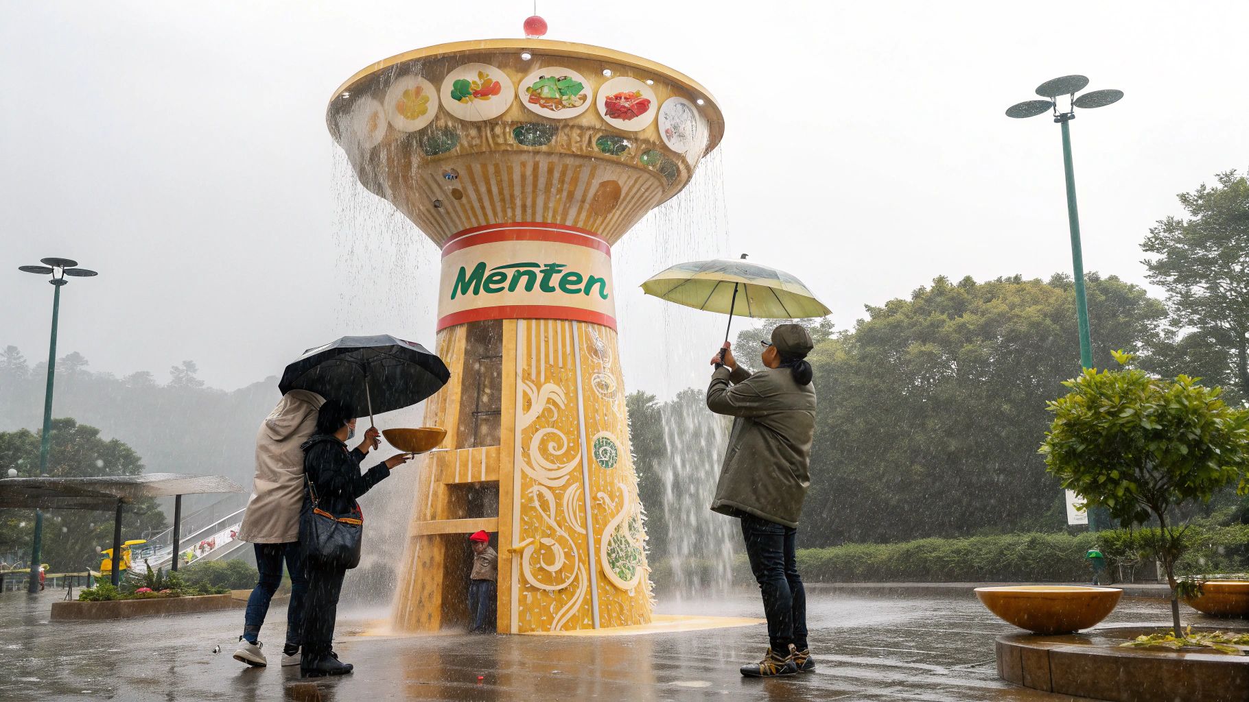 Mentenエコ塔 雨滴ラーメン笑顔