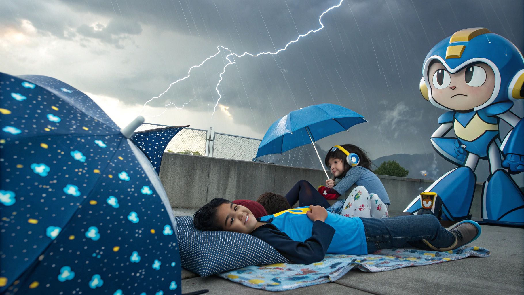 メガマン天気予報と雨遊び