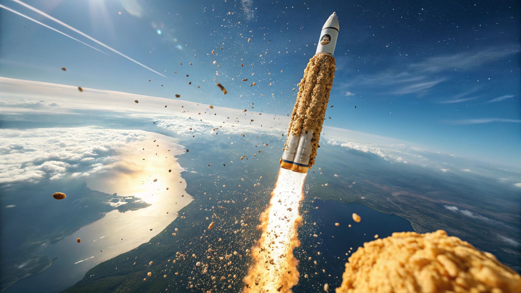 セサミ燃料ロケット打上げ地球背景