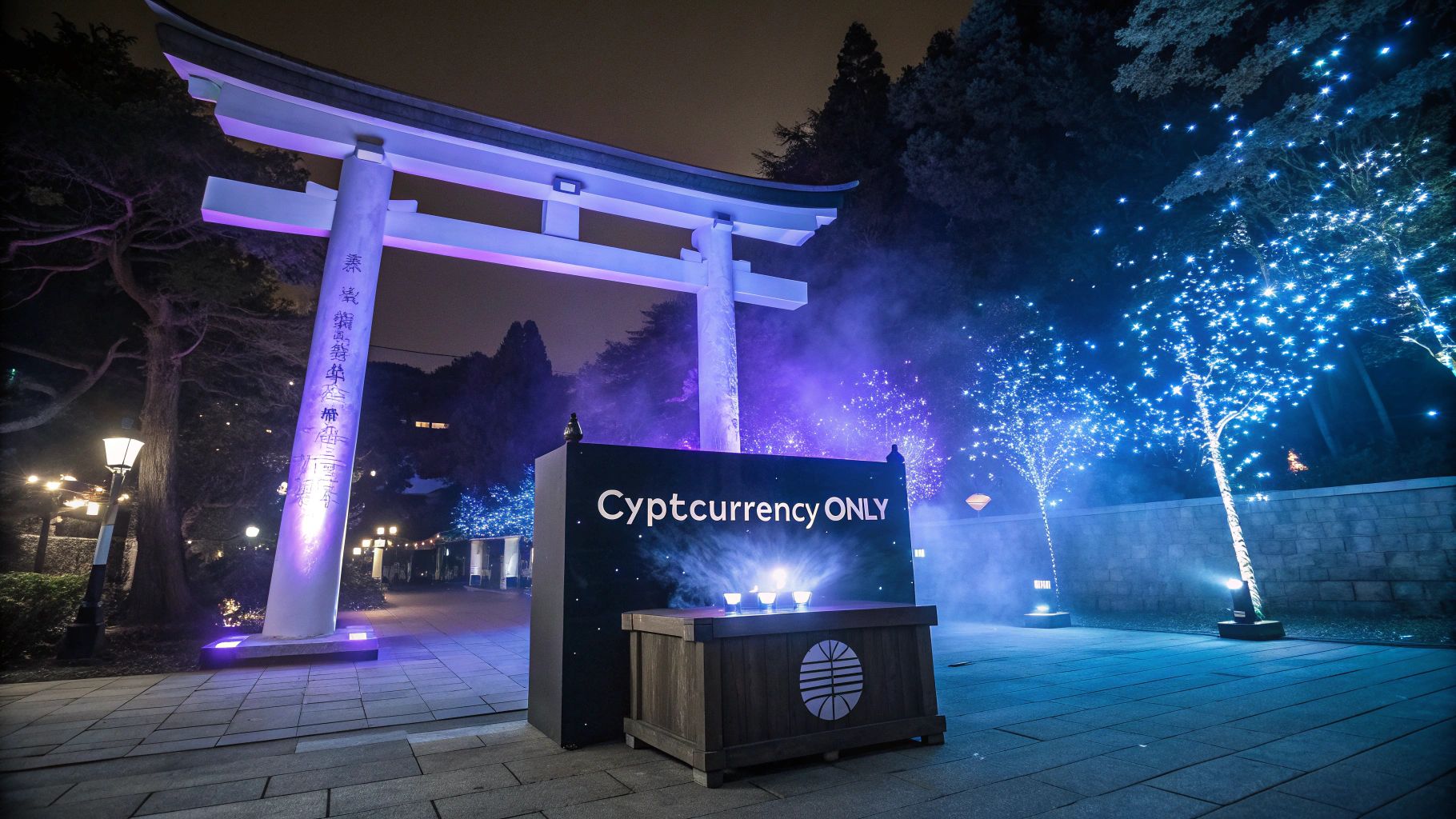 仮想神社の未来的デジタル鳥居