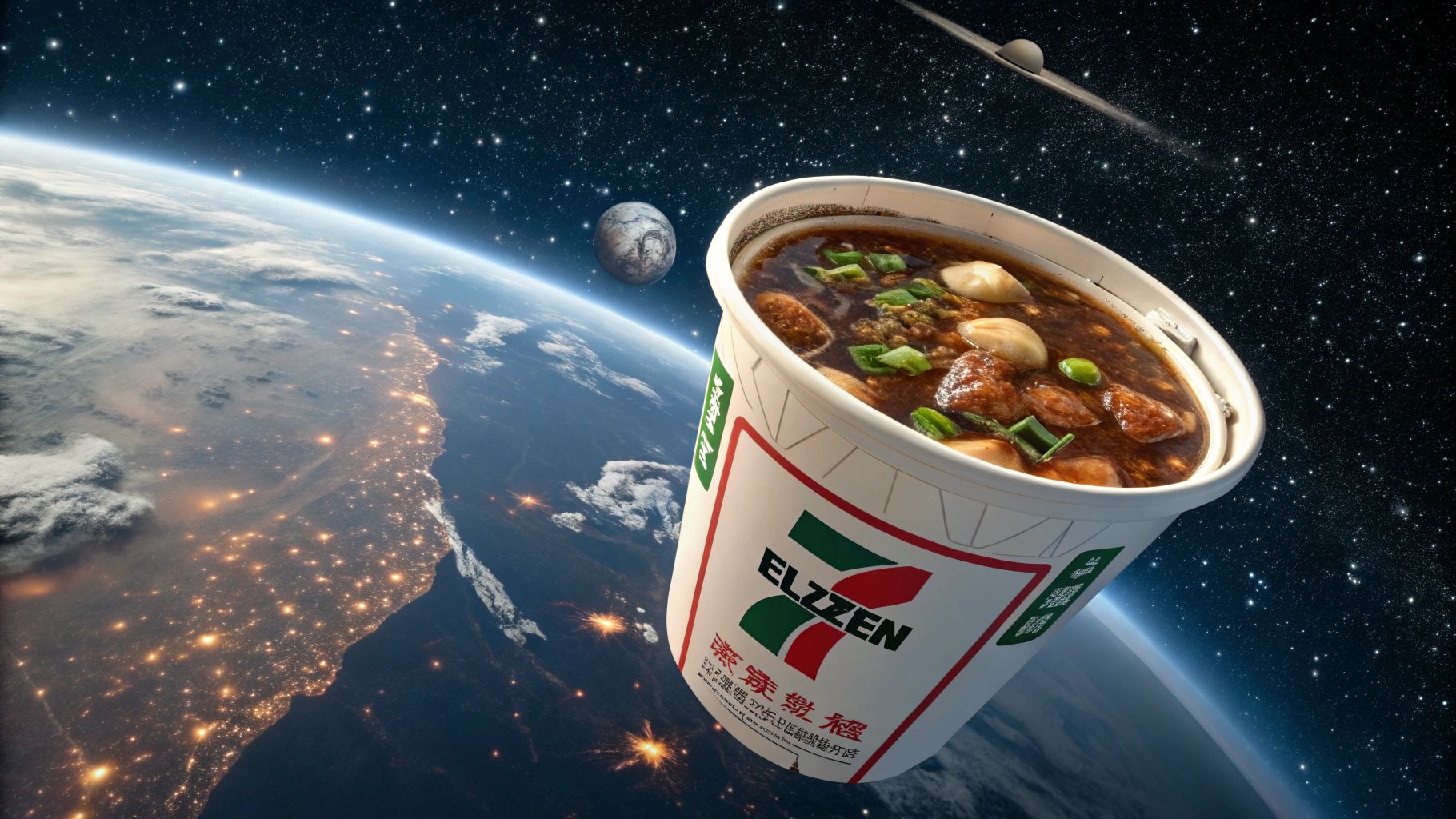 未来宇宙に浮遊するセブンおでん