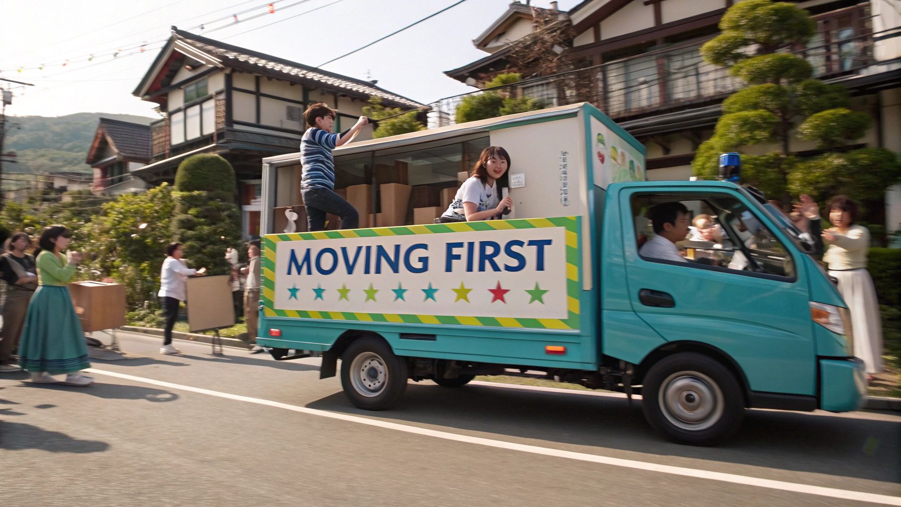 アニメ風投票ブース付き引越車