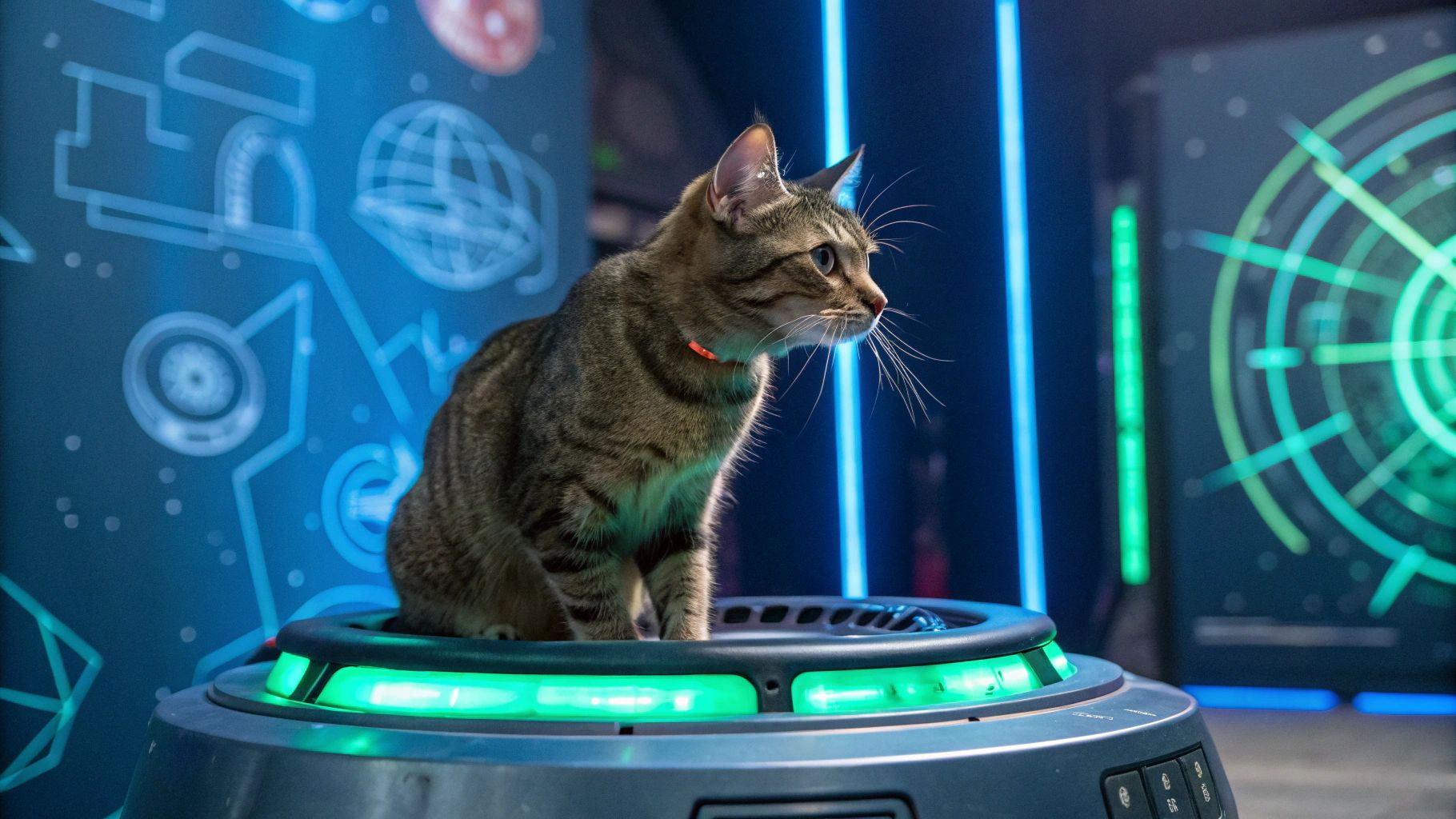 未来装置で瞬間移動する猫