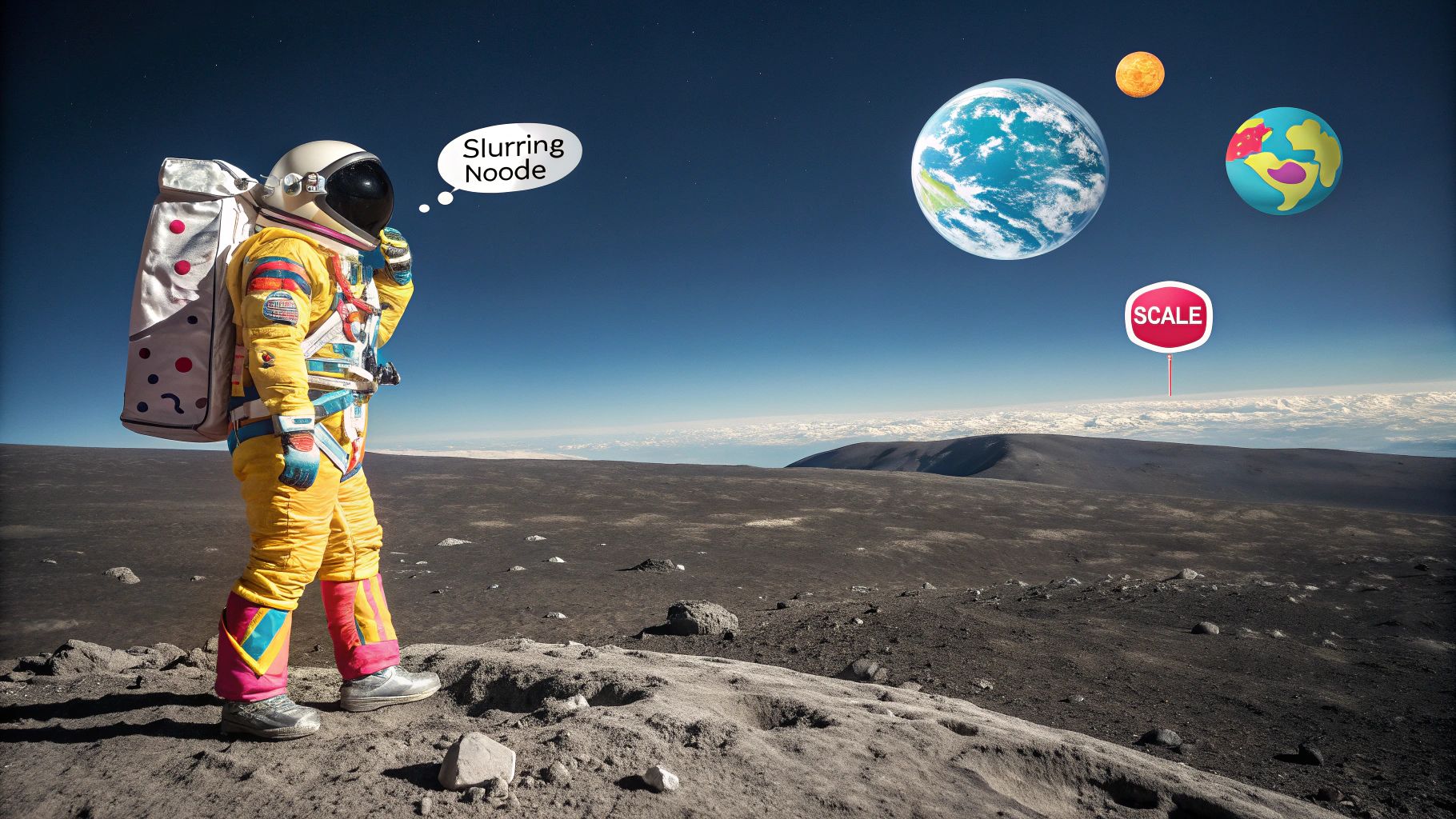 月面ポップアート宇宙飛行士と奇抜アイコン